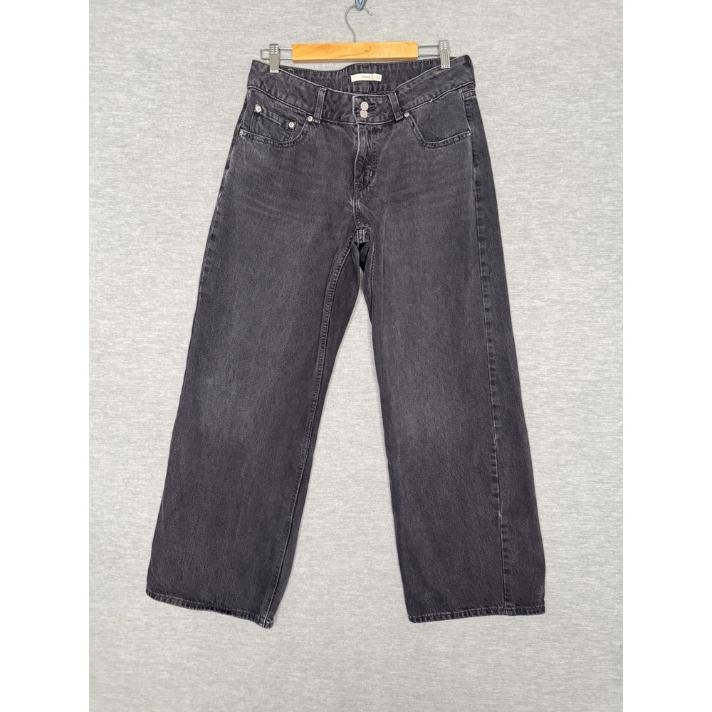 Levis Womens Superlow Loose Jeans Black Low Rise Wide Leg Size 32 32x32 Denim